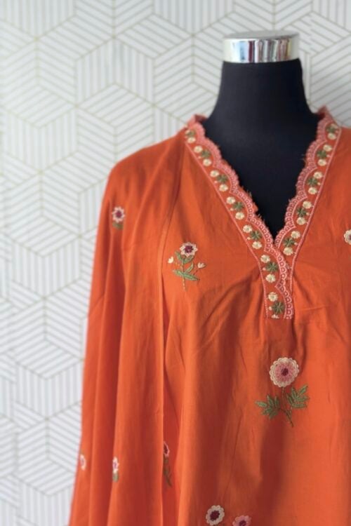 3 Pcs Cotton side slitted kurtis with bottom and Dupatta/2959
