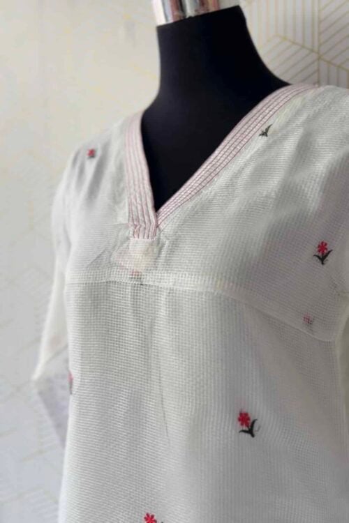 Net Cotta fabric tops with beautiful embroidery works/2971