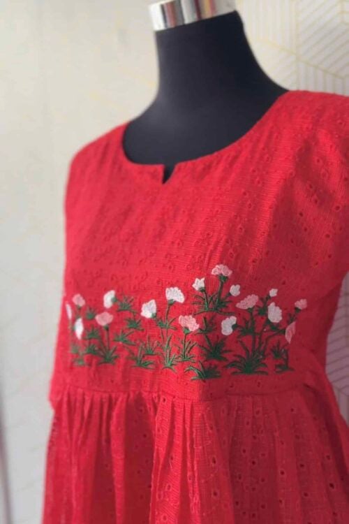 Net Cotta fabric tops with beautiful embroidery works/2979