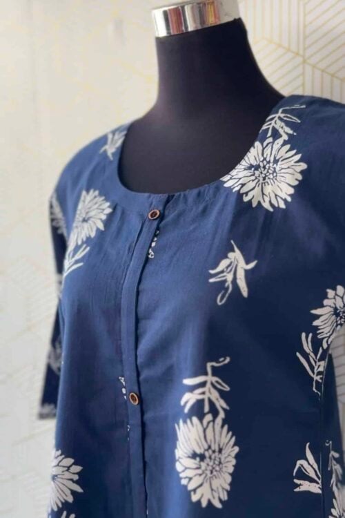 2 Pcs Cotton floral printed side slitted kurtis and bottom/2977