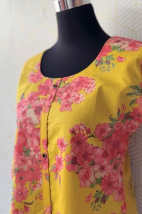 2 Pcs Cotton floral printed side slitted kurtis and bottom/2976