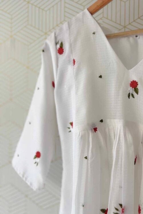 Net Cotta fabric tops with beautiful embroidery works/2996