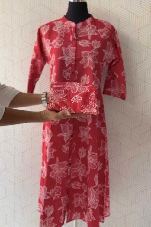 2 Pcs Cotton side slitted kurtis and bottom/2991