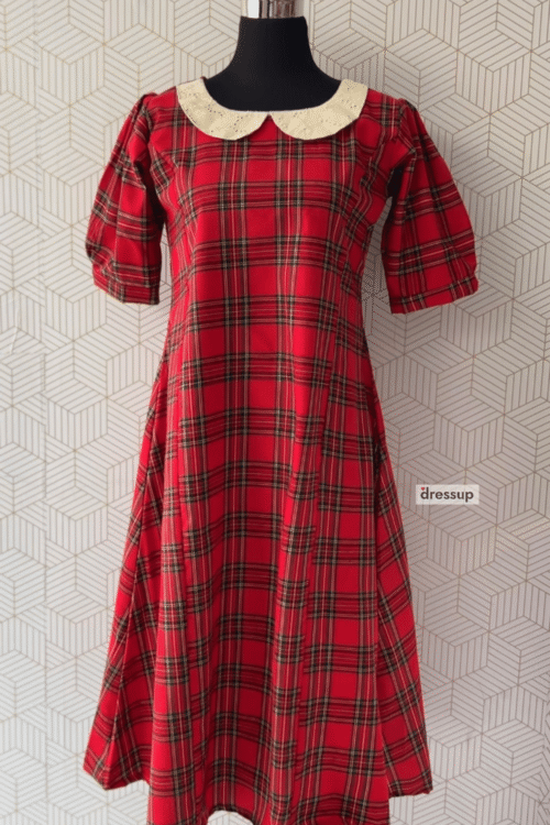 Cotton frocks/dress with puff sleeves/2995