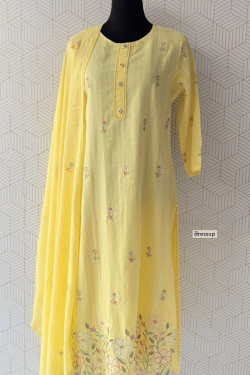 Premium 3 Pcs Cotton Aline kurtis with bottom and Dupatta/2965