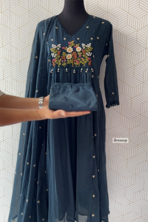 3 Pcs Mul Cotton Aline kurtis with bottom and Dupatta/2948