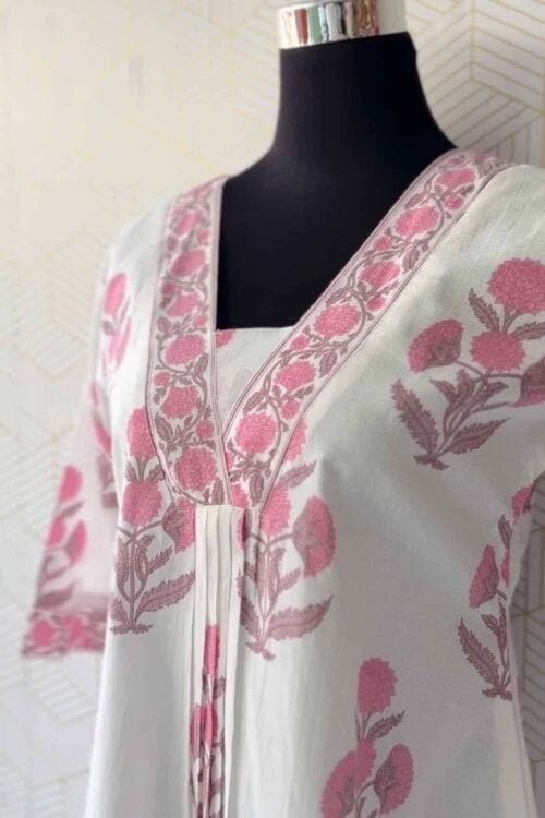 Floral Grace Self-Textured A-Line Kurti/3067