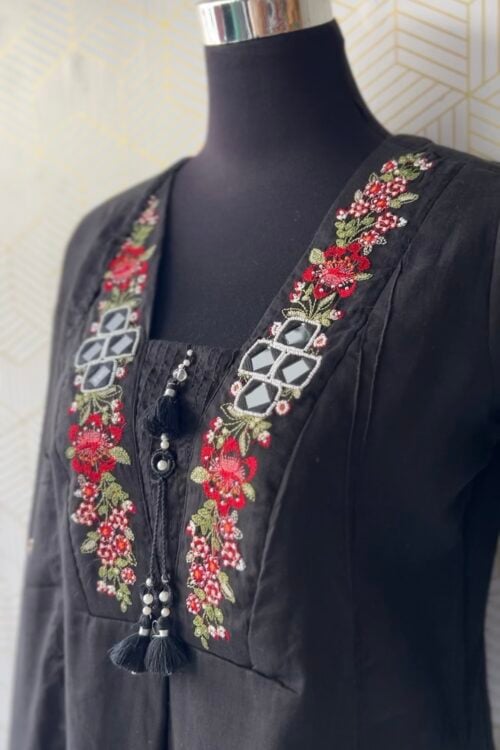 Premium Floral Embroidered Mul Cotton Aline Set/2980