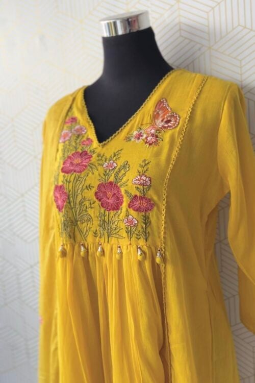 3 Pcs Mul Cotton Aline kurtis with bottom and Dupatta/3083