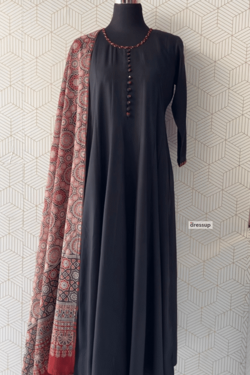 3-Piece Cotton-Rayon Set with Ajrakh Printed Dupatta/2932