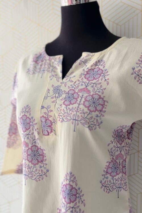 2 Pcs Cotton floral printed side slitted kurtis and bottom/3135