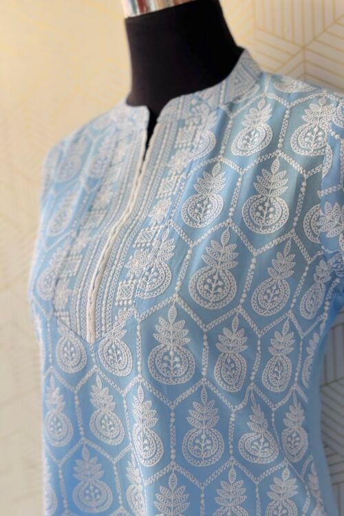 Premium Floral Chikankari style Threadwork Top/3092