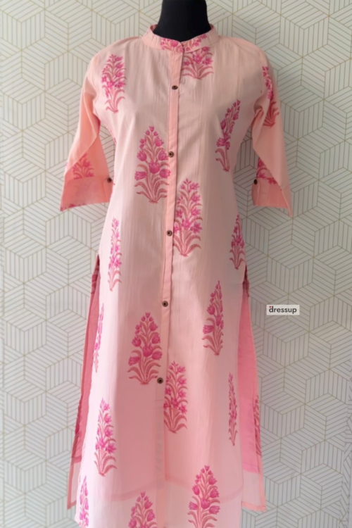Cotton Floral printed side slitted Kurti with Lining/3107