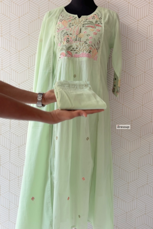 3 Pcs Mul Cotton Aline kurtis with bottom and Dupatta/2384