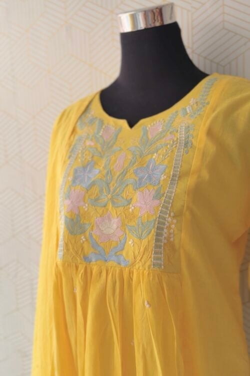 3 Pcs Cotton Aline kurtis with bottom and Dupatta/3186
