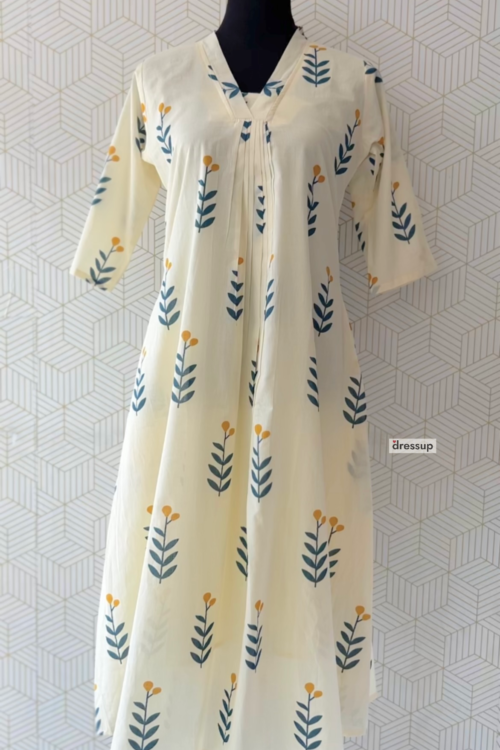 2 Pcs Cotton floral printed side Aline Top and bottom/3220