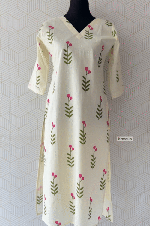 Floral Print Cotton Kurta with Lining/3231