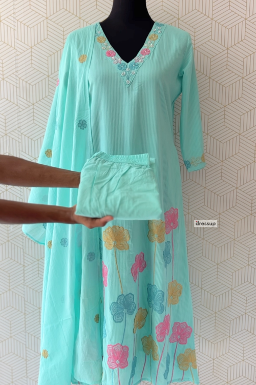 3 Pcs Dobby Cotton Aline kurtis with bottom and Dupatta/3141