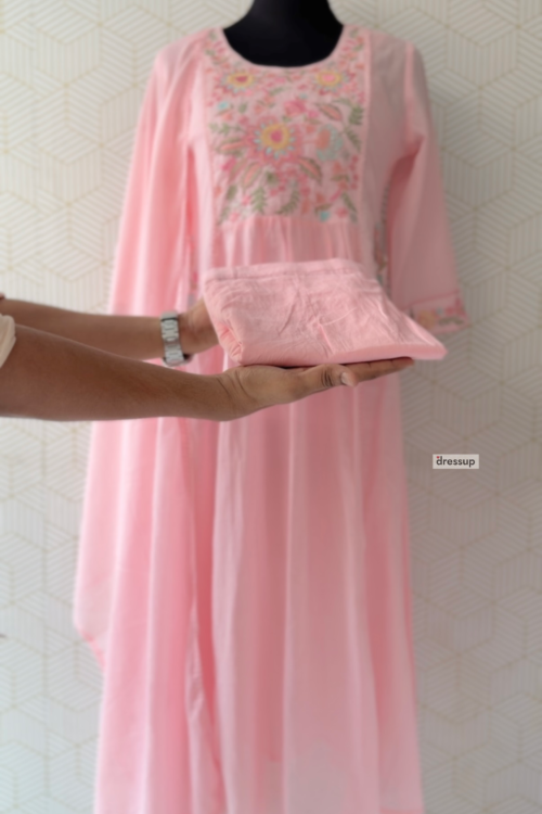 3 Pcs Mul Cotton Aline kurtis with bottom and Dupatta/3185