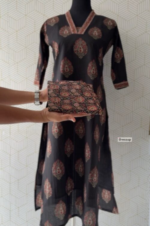 2 Pcs Cotton floral printed side slitted kurtis and bottom/3181