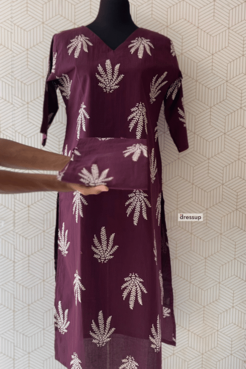2 Pcs Cotton floral printed side slitted kurtis and bottom/3227