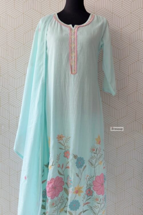 Premium 3 Pcs Mul Cotton Aline kurtis with bottom and Dupatta/3203