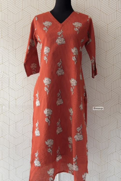 2 Pcs Cotton floral printed side slitted kurtis and bottom/3221