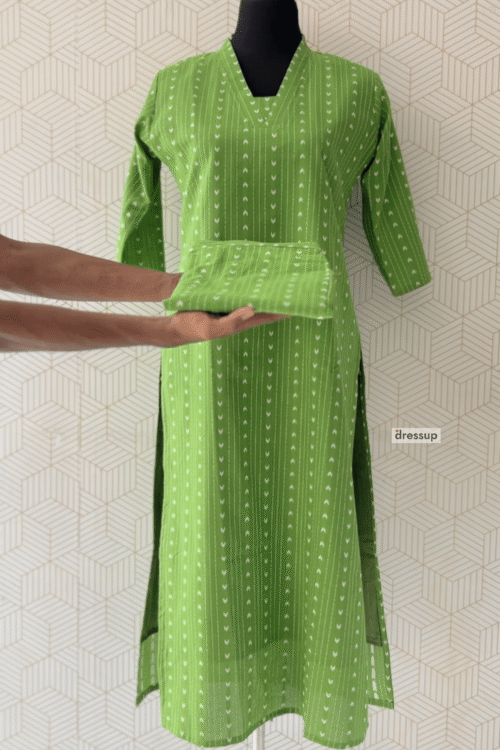 2 Pcs Premium Dobby Cotton Side slitted Kurta Set with Top and bottom/3228