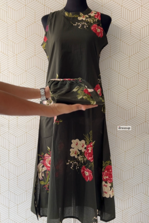 2 Pcs Cotton floral printed Aline kurtis and bottom/3189