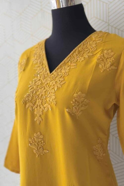 2 piece Elegant Chikankari Style Rayon Kurta Set with top and bottom/3191