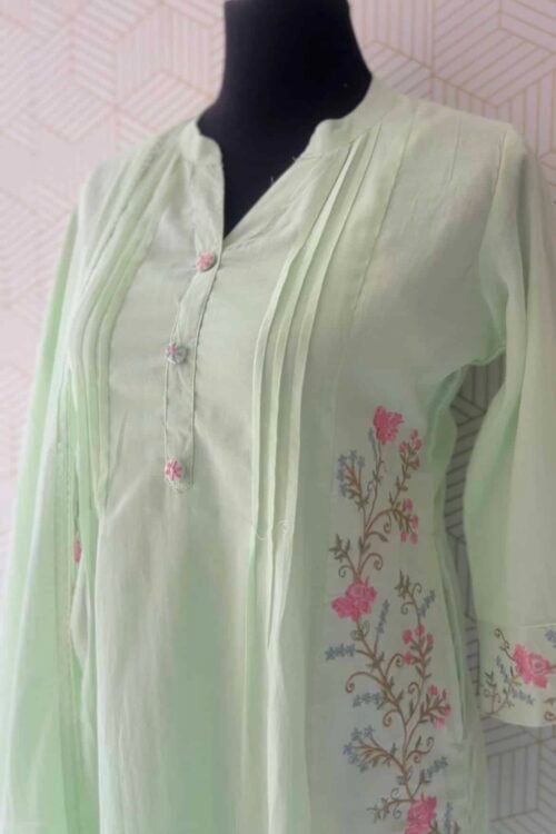3 Pcs Mul Cotton Aline kurtis with bottom and Dupatta/3254