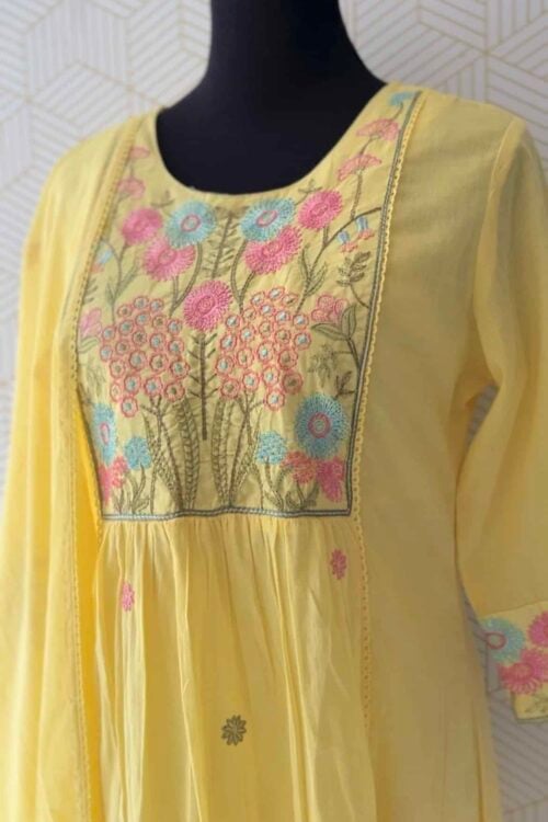 3 Pcs Mul Cotton Aline kurtis with bottom and Dupatta/3238