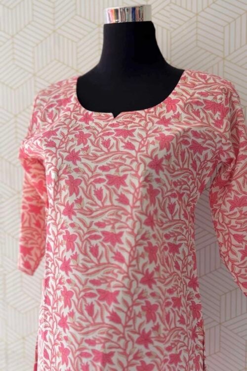 Floral Printed Cotton Kurta with Lining/3233
