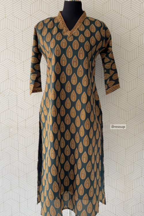 Floral Printed Cotton Kurta with Lining/3273