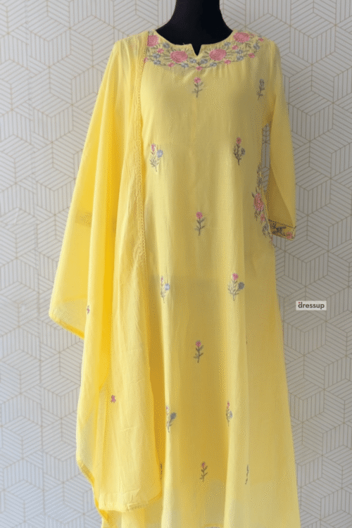 3 Pcs Mul Cotton Aline kurtis with bottom and Dupatta/3252