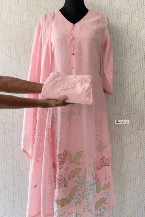 Premium 3 Pcs Mul Cotton Aline kurtis with bottom and Dupatta/3226