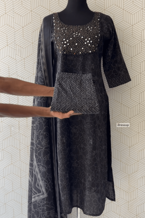 3 Pcs Cotton side slitted kurtis with bottom and Dupatta/3260