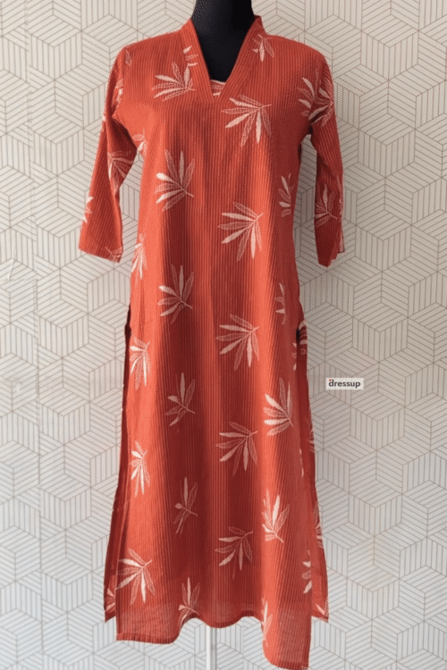 2 Pcs Cotton floral printed side slitted kurtis and bottom/3258/3252