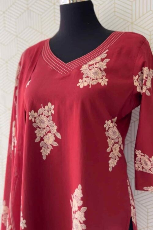 3 Pcs Cotton side slitted kurtis with bottom and Dupatta/3485