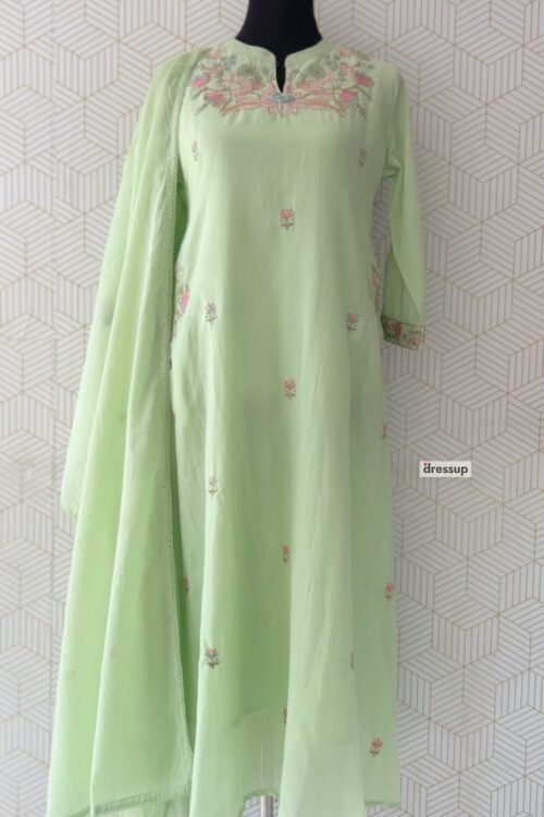 3 Pcs Mul Cotton Aline kurtis with bottom and Dupatta/3534