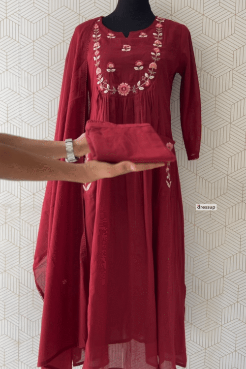 3 Pcs Mul Cotton Aline kurtis with bottom and Dupatta/3578