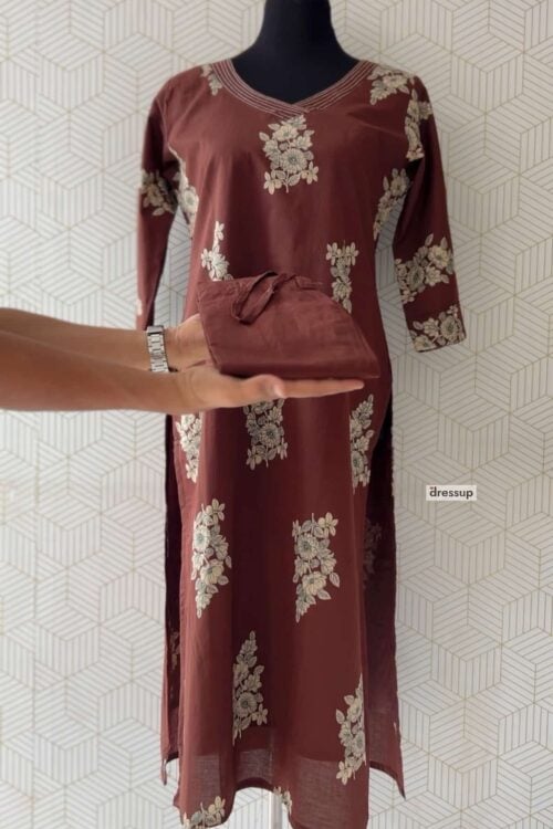 2 Pcs Cotton printed side slitted kurtis and bottom/3481