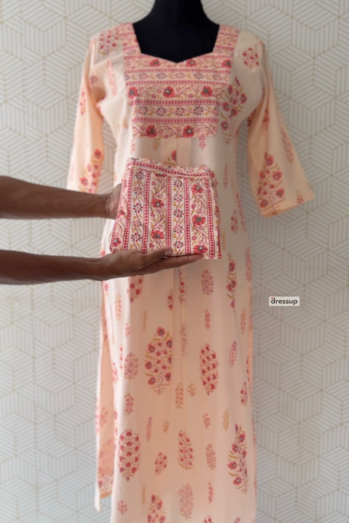 2 Pcs Cotton printed side slitted kurtis and bottom/3550