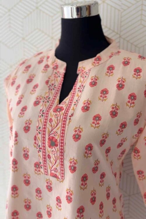 2 Pcs Cotton printed side slitted kurtis and bottom/3565