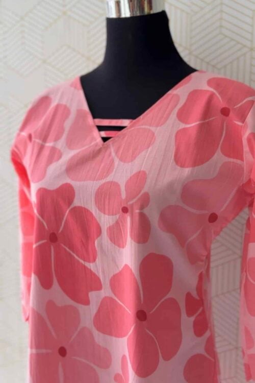 2 Pcs Cotton printed side slitted kurtis and bottom/3616