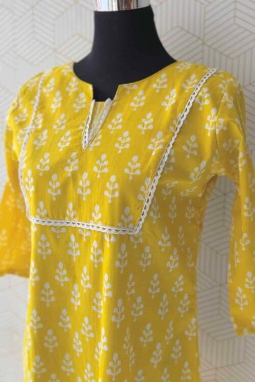 2 Pcs Cotton printed side slitted kurtis and bottom/3593