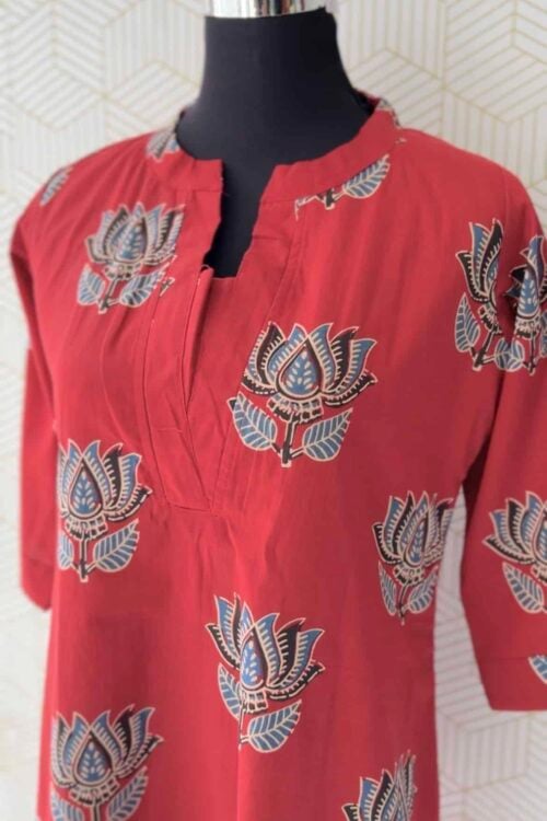 2 Pcs Cotton printed side slitted kurtis and bottom/3640