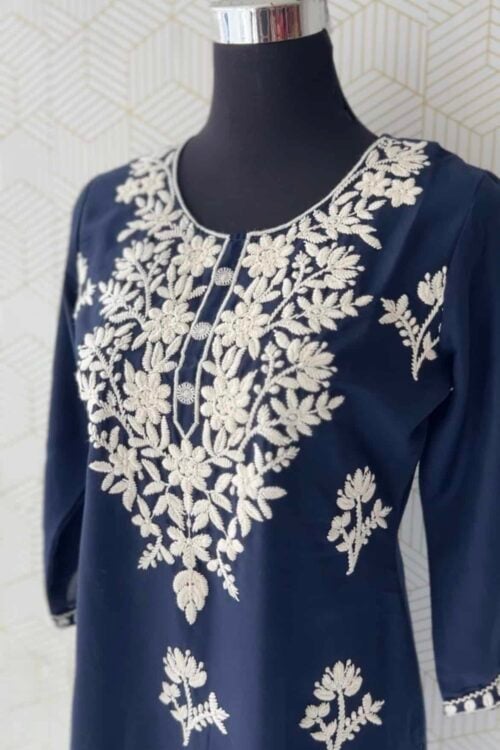 Rayon Chikankari Inspired Kurti with Intricate Embroidery/3304
