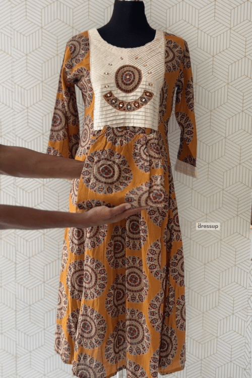 2 Pcs Cotton printed Aline Top and bottom/3313