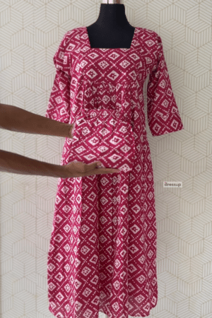 2 Pcs Cotton printed Aline kurtis and bottom/3639 - Rani Pink, L/40
